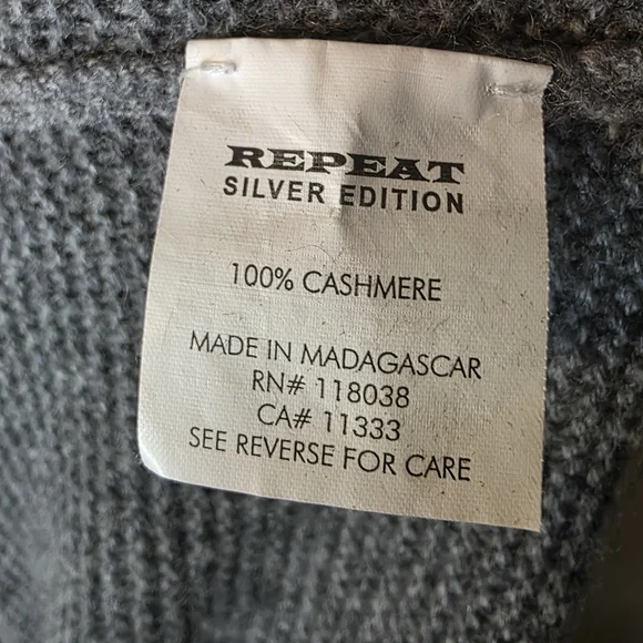 Repeat Cashmere Silver Edition 100% Cashmere Cowl Neck Sweater Gray M - Picture 7 of 7
